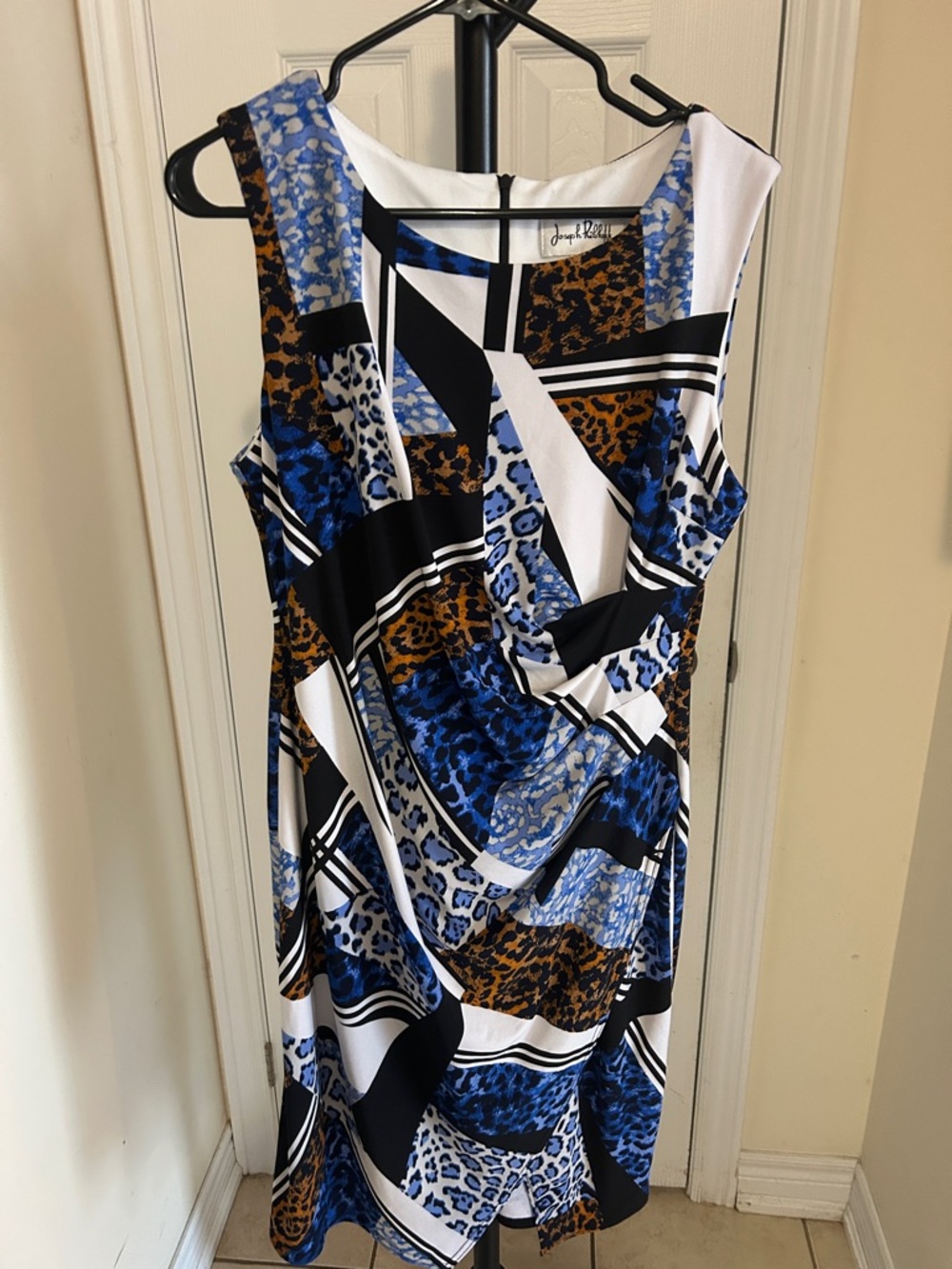 Joseph Ribkoff leopard print blue and brown midi